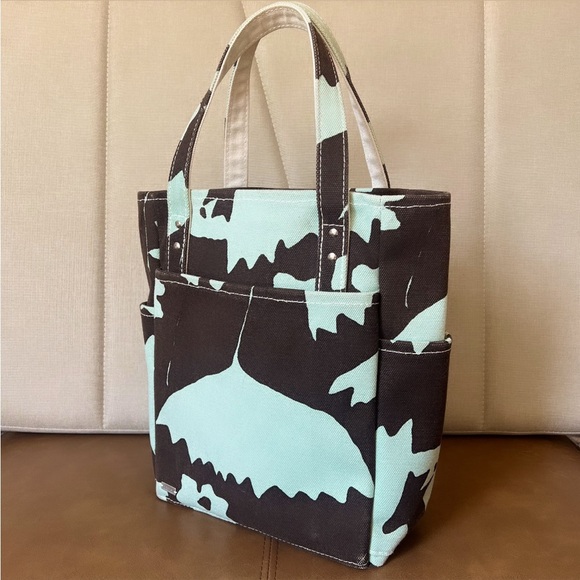 HABLE CONSTRUCTION El Hombre Brown & Turquoise Flower Print Canvas Tote Bag - Picture 2 of 16